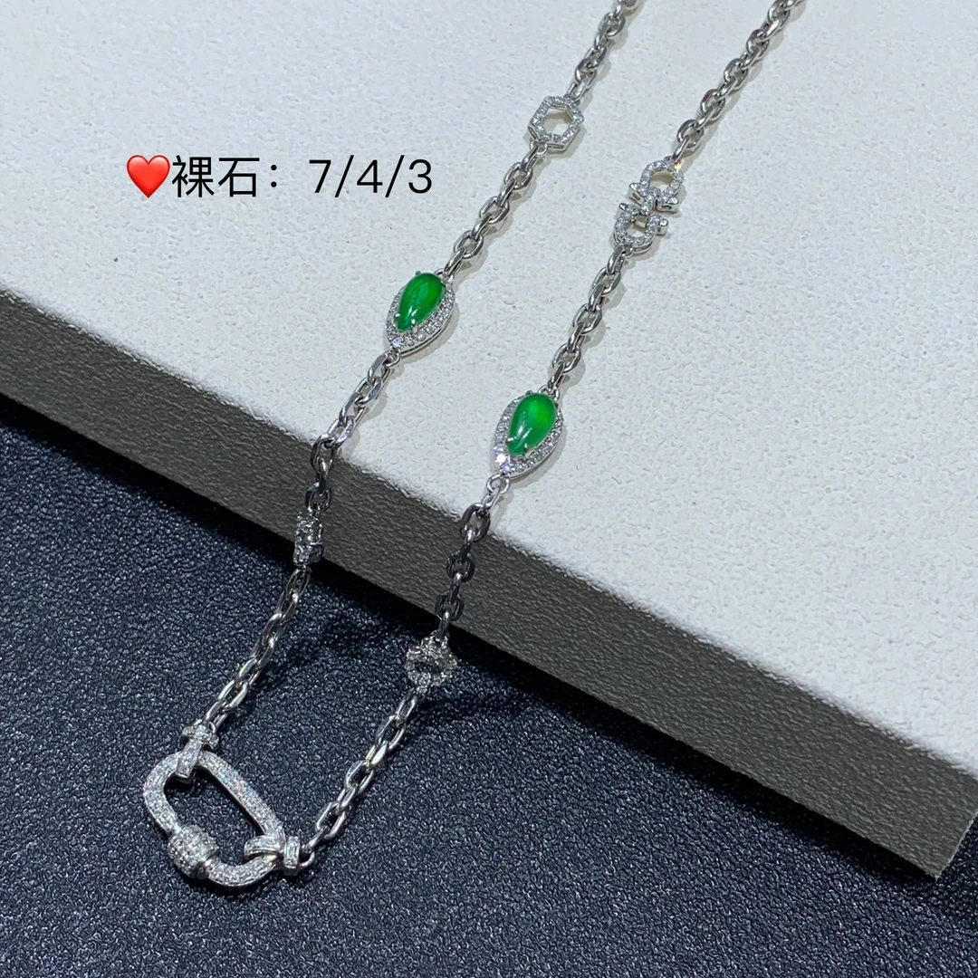 新品推荐·18K金冰阳绿水滴万能链翡翠玉石缅A吊坠气质时尚百搭