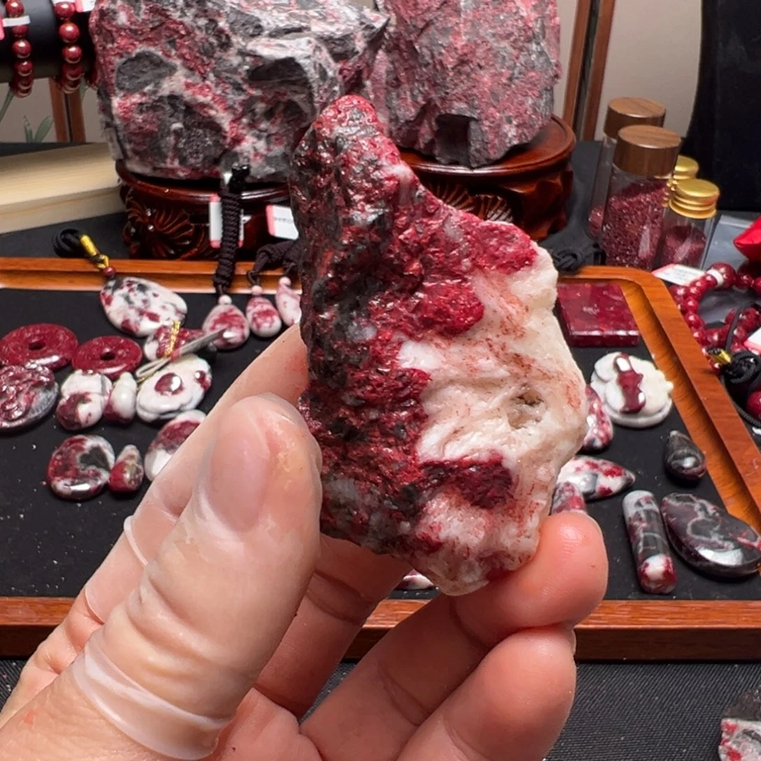 春***)天然辰砂天然朱砂原石毛料