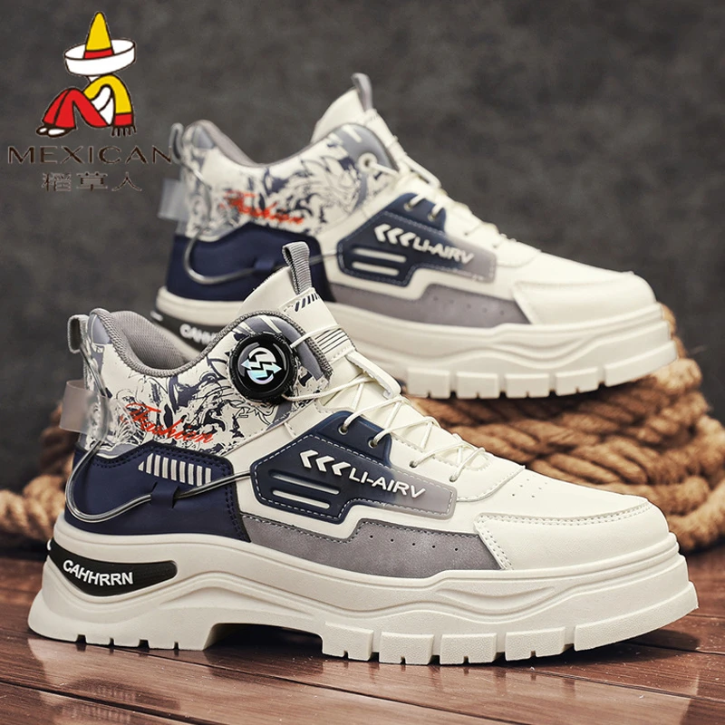 稻草人男鞋秋季新款男士高帮登山防滑工装鞋户外时尚休闲百搭潮鞋