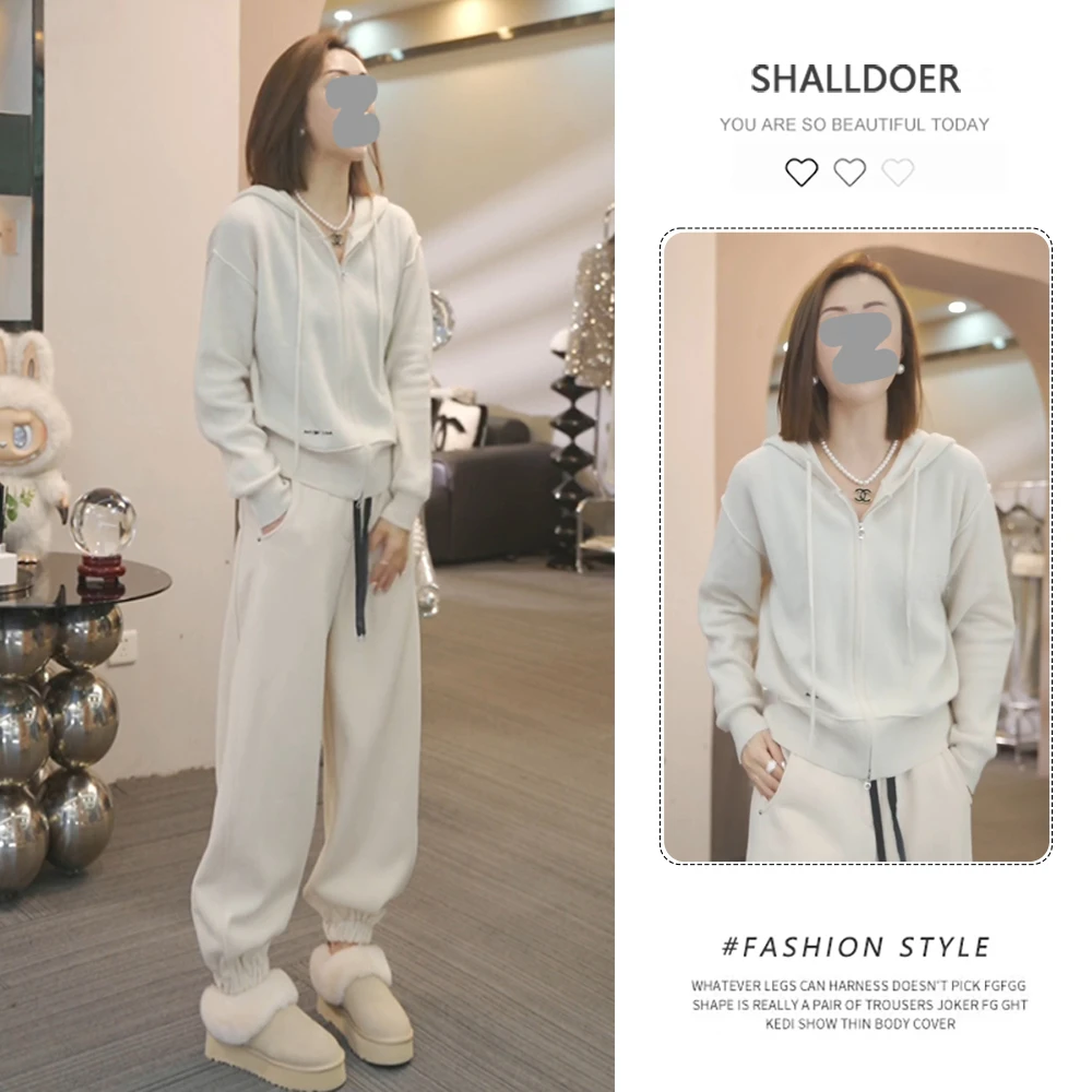 2025慵懒风秋季长袖针织衫休闲裤女款时尚套装时髦潮流