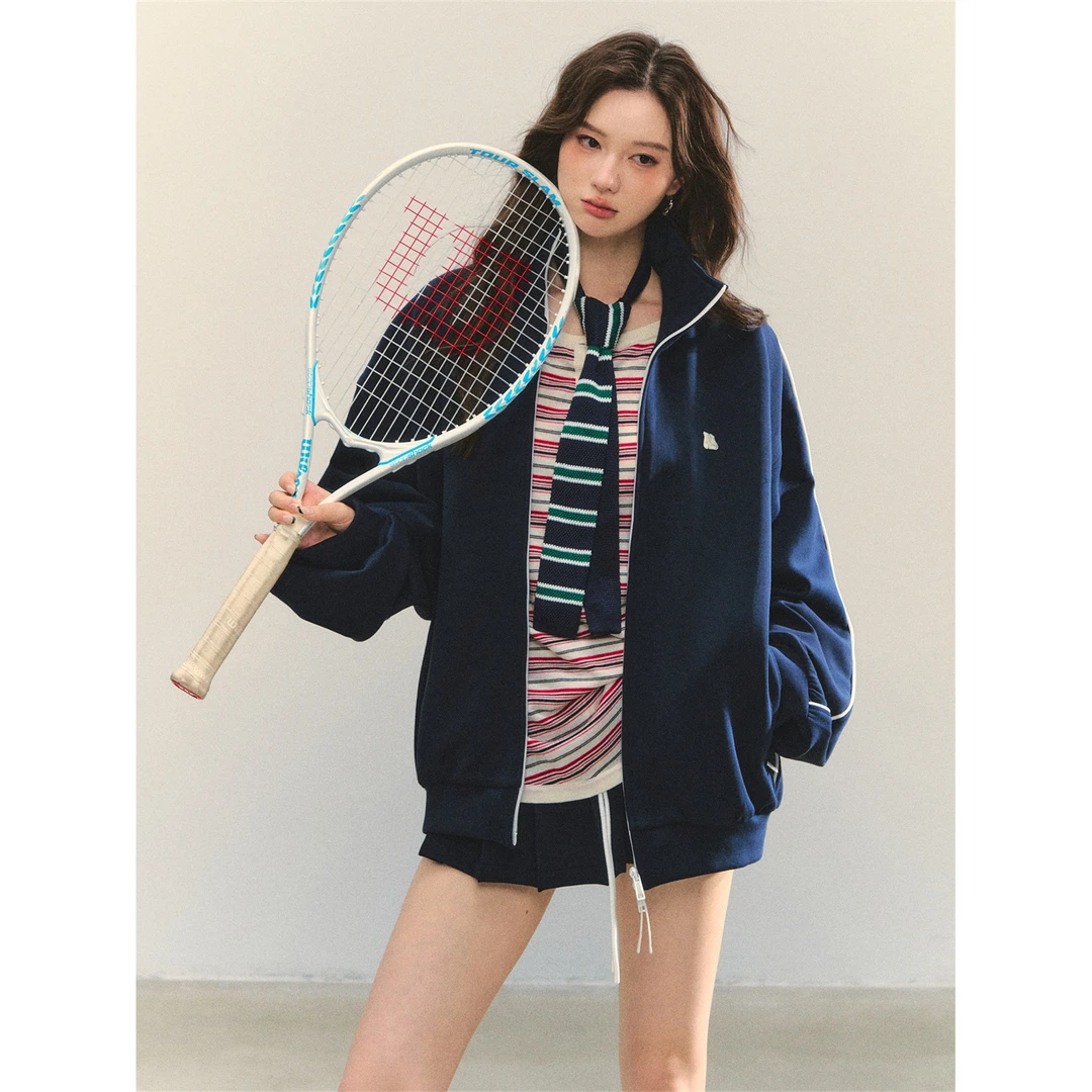 ASGONY 官方授权 miu系运动风拉链卫衣开衫+miu系百褶拼接裤裙