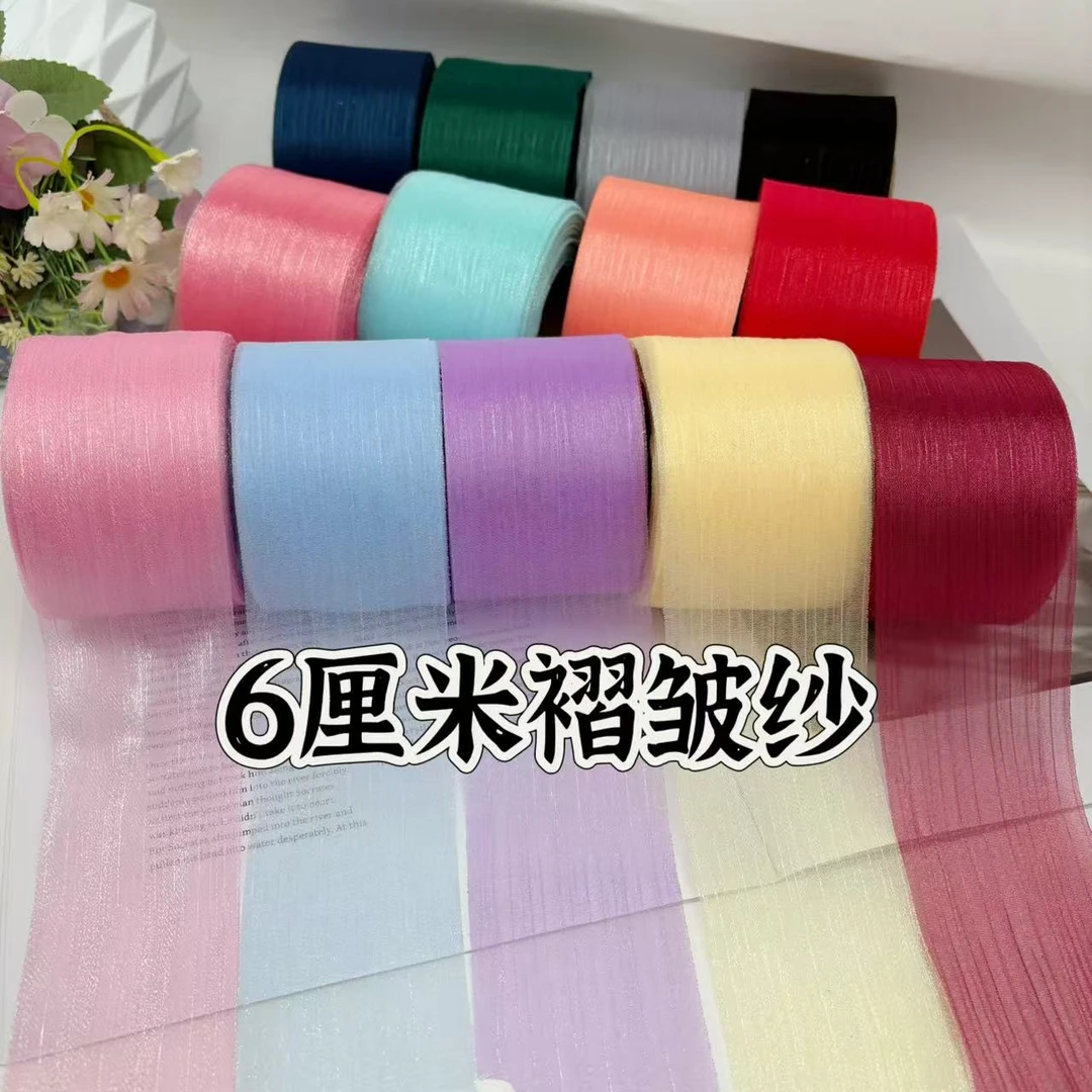 懒虫饰品  6厘米褶皱纱系列发饰带子diy材料