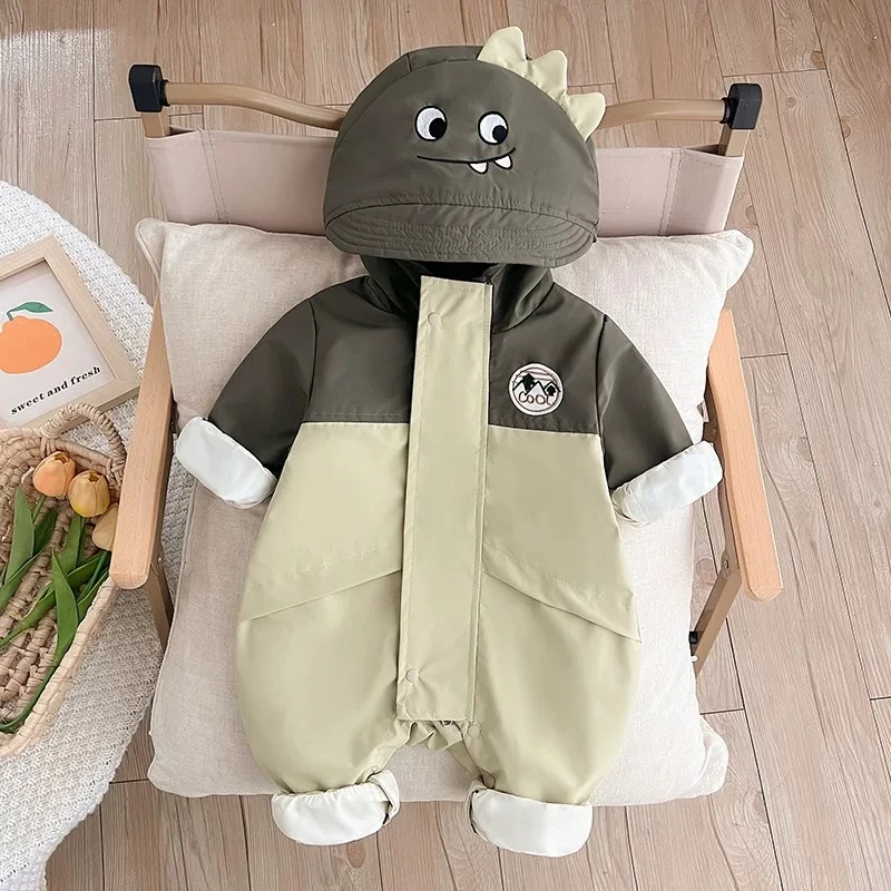 X【优选】婴儿冲锋衣春季超萌防风外套男宝宝连帽哈衣sy
