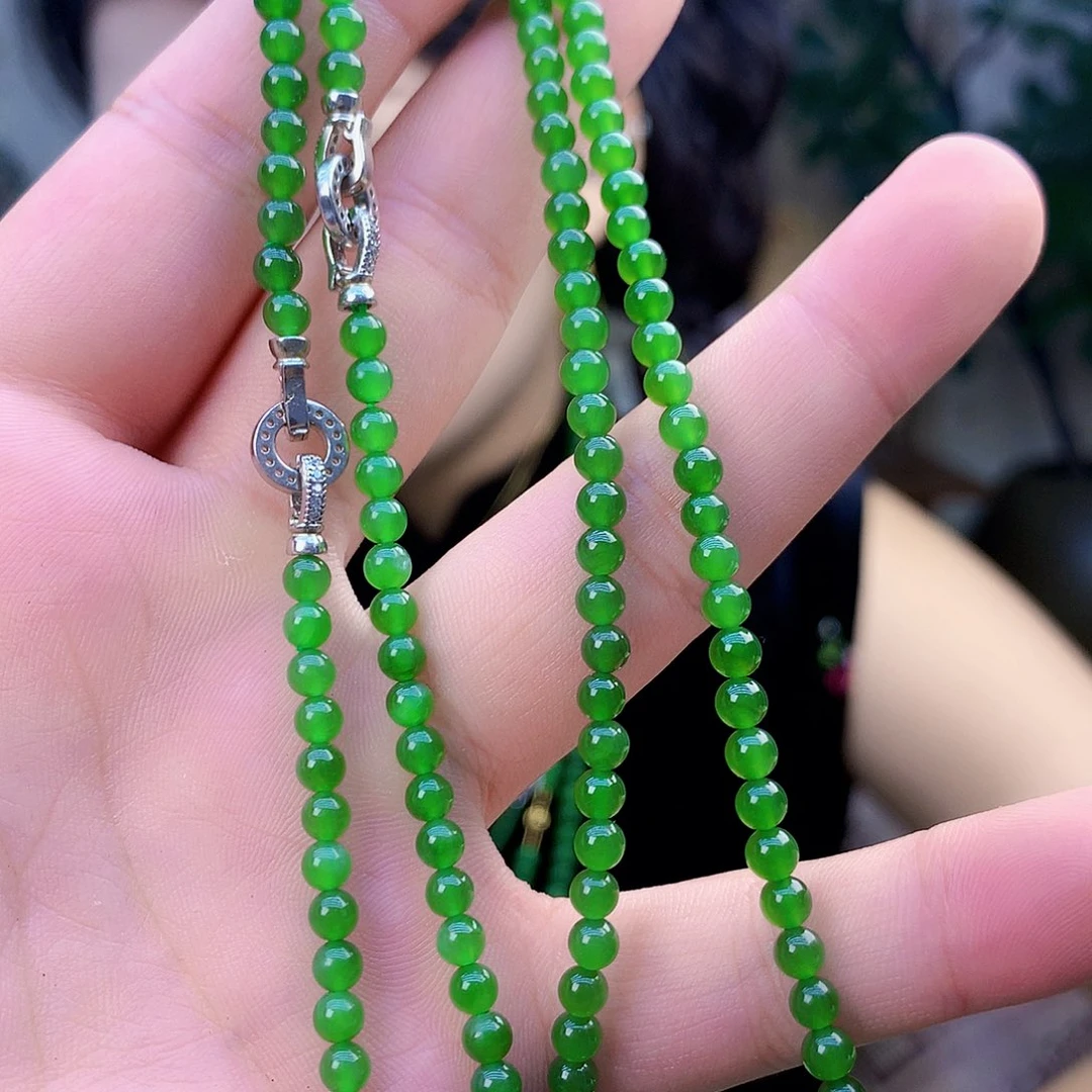 吊坠(不含链)银S925镶嵌和田玉（碧玉）项链