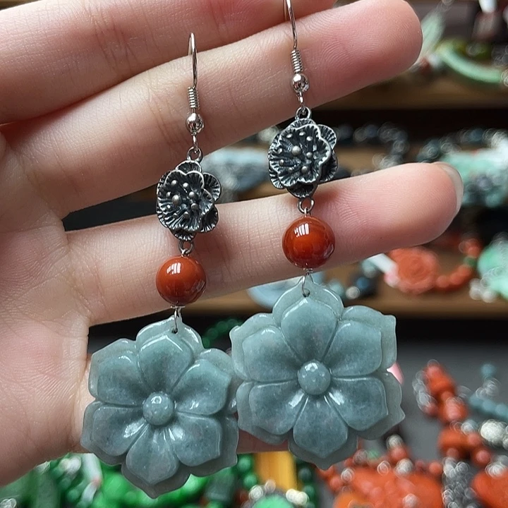 翡翠未镶嵌耳饰饰品