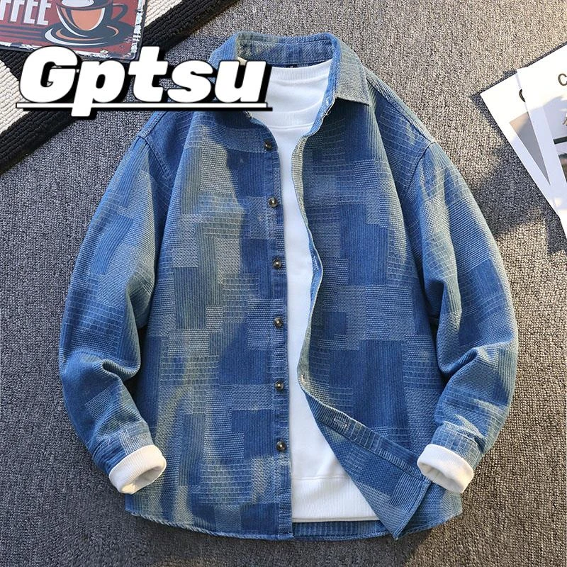 GPTSu春秋季长袖衬衫男孩中学生帅气潮流时尚青少年大童牛仔外套