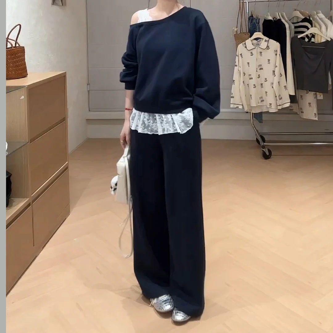 2025春夏新款蕾丝拼接两件套时尚休闲套装LK2501308