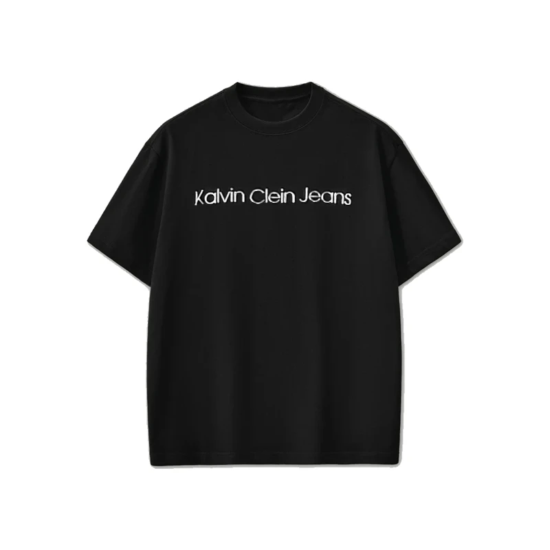 ---[320g重磅简约某c]春夏新款男士纯棉T恤宽松圆领字母印花上衣