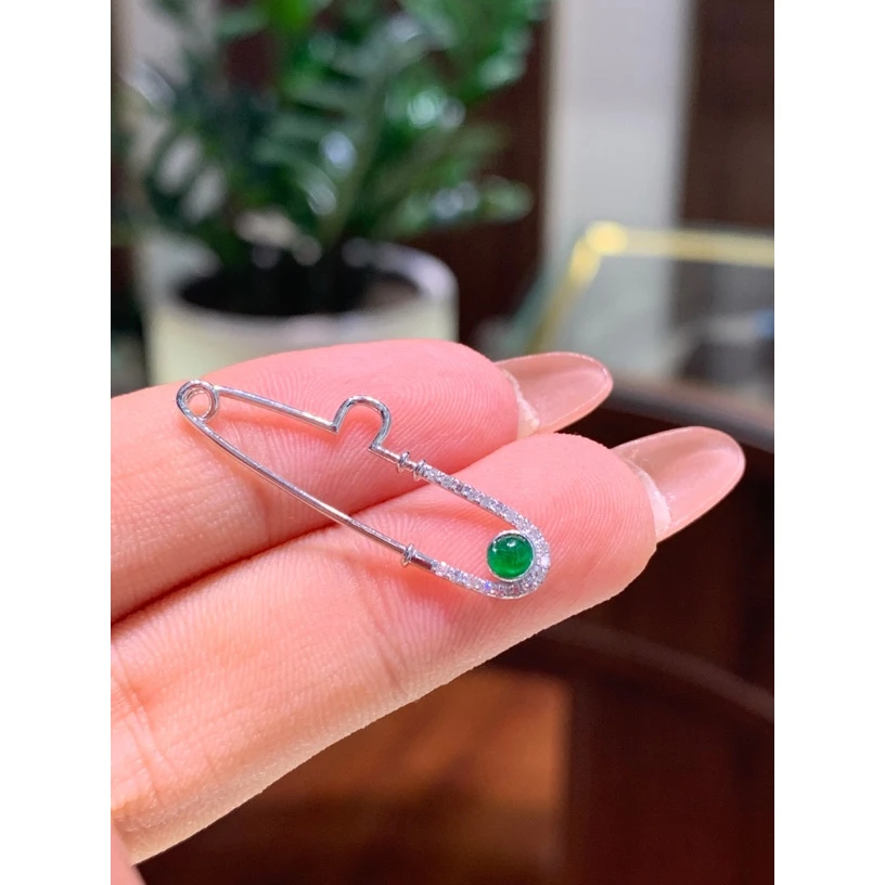 18k金胸针别针天然A货翡翠搭配配饰