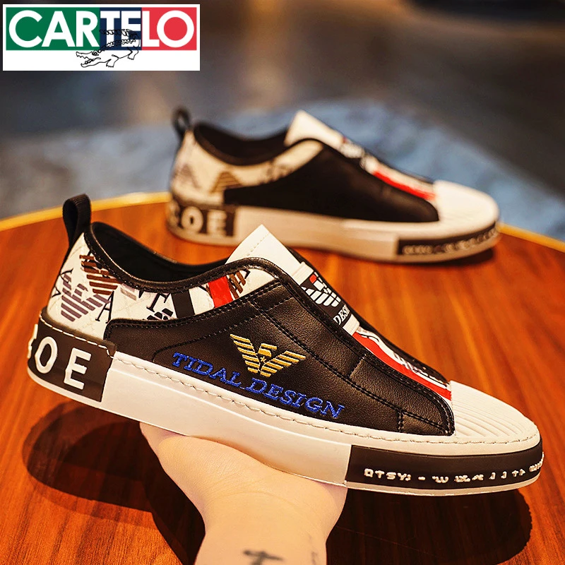 卡帝乐鳄鱼板鞋男鞋秋季2025新款爆款一脚蹬休闲皮质豆豆鞋子男士