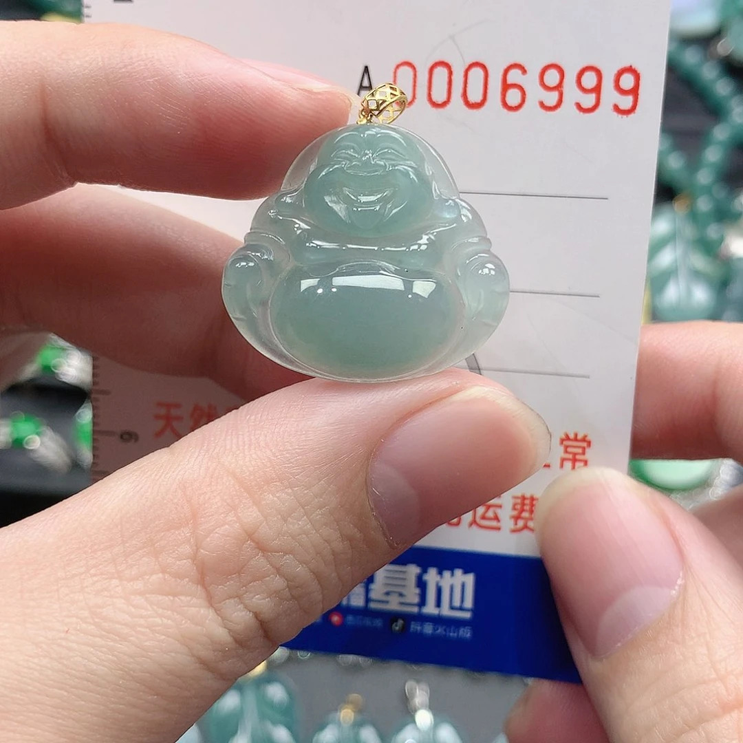 翡翠吊坠(不含链)18K金镶嵌