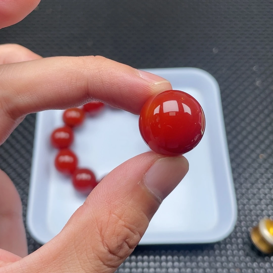 南红玛瑙20mm柿子红圆珠一颗未镶嵌