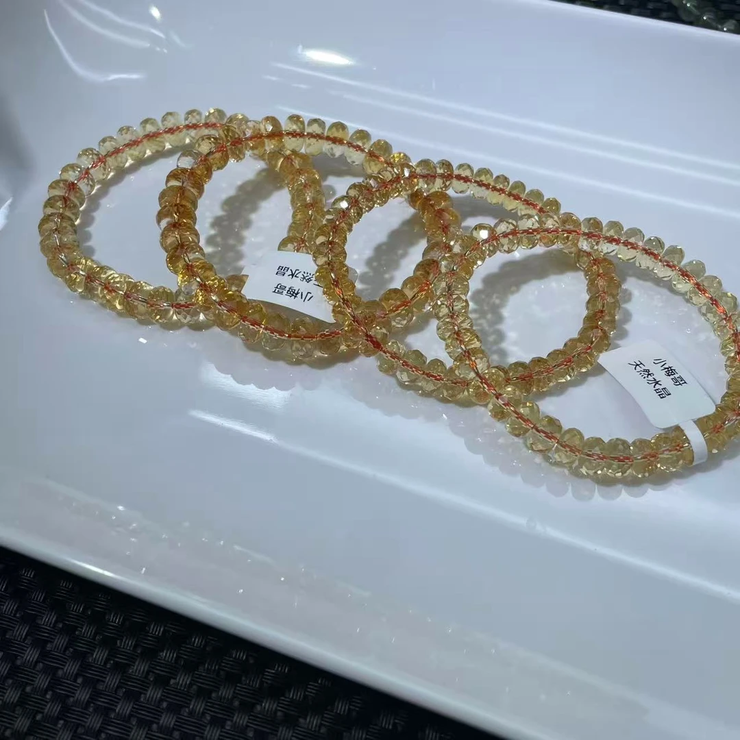 天然暴力黄黄水晶算盘珠手链多样性发其一