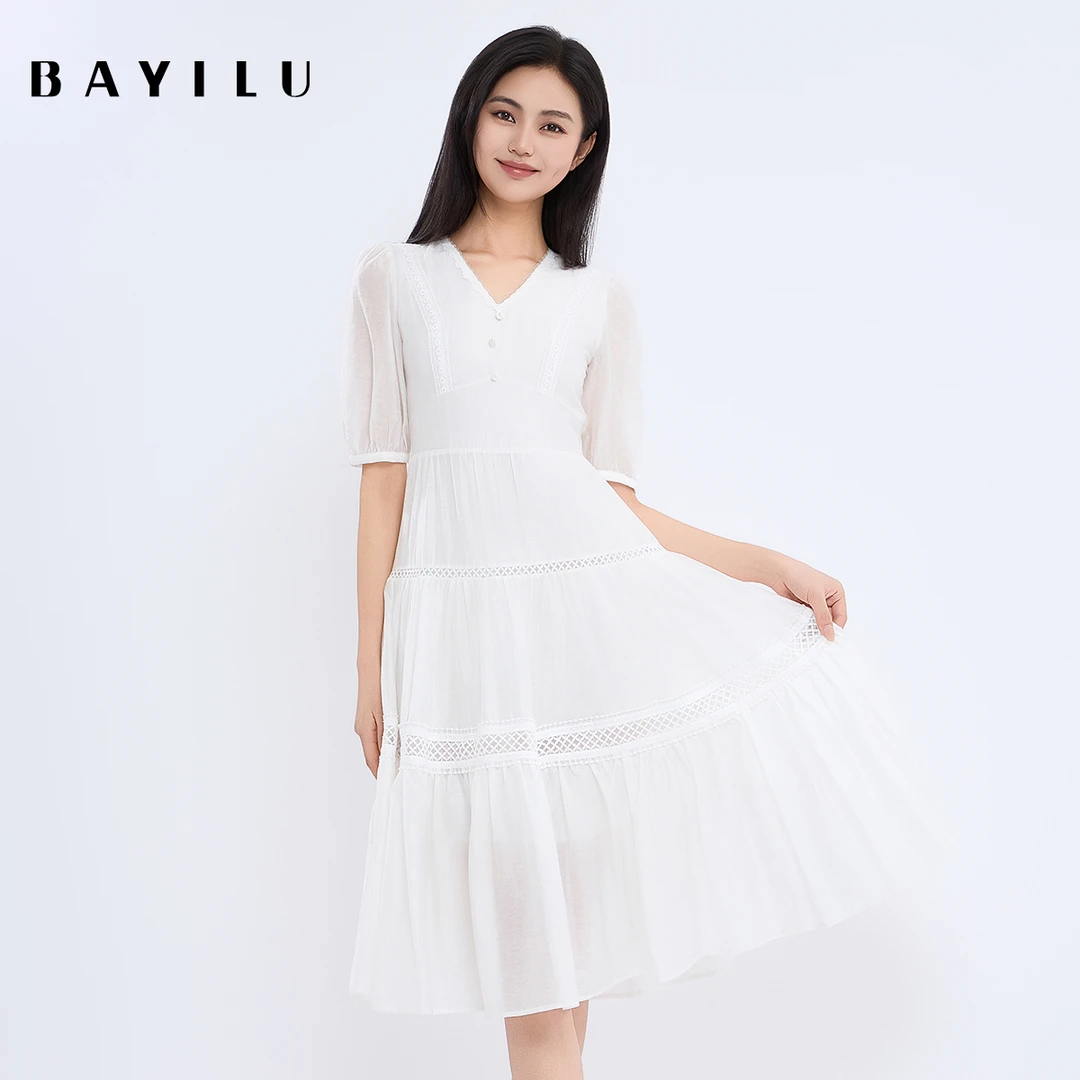 【多金】芭依璐夏季连衣裙子女法式A字裙95L7318Z