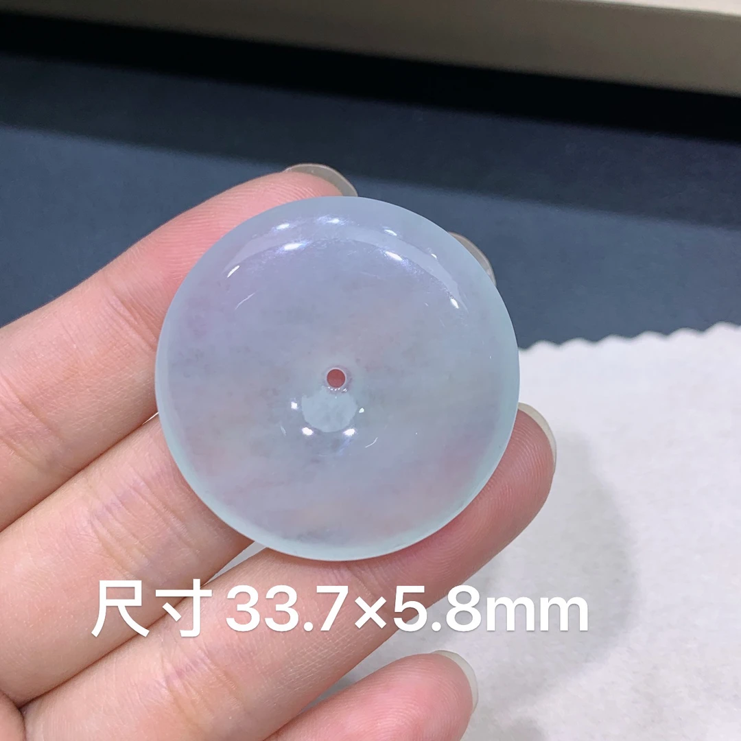 缅甸天然A货翡翠 冰种白冰平安扣吊坠 精美百搭 k175