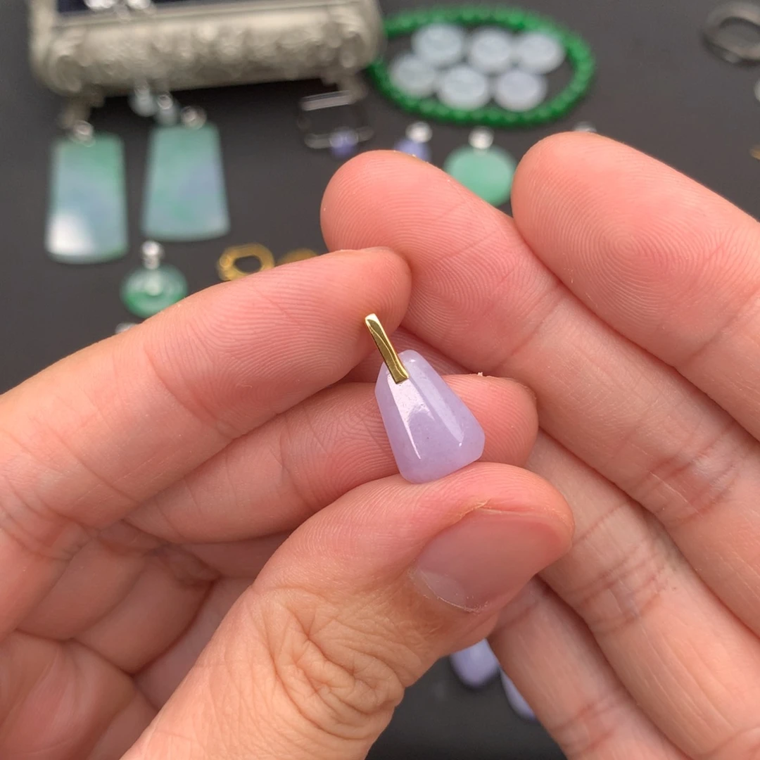 开***天翡翠18K金镶嵌吊坠(不含链)