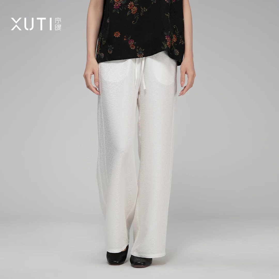 序缇『素练』夏季新款国风复古新中式女装桑蚕丝百搭裤子H260-15719