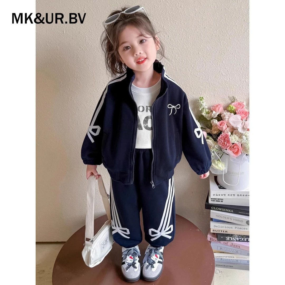 MK&UR.BV女童秋装2025年新款儿童长袖运动套装女宝宝休闲时髦服饰