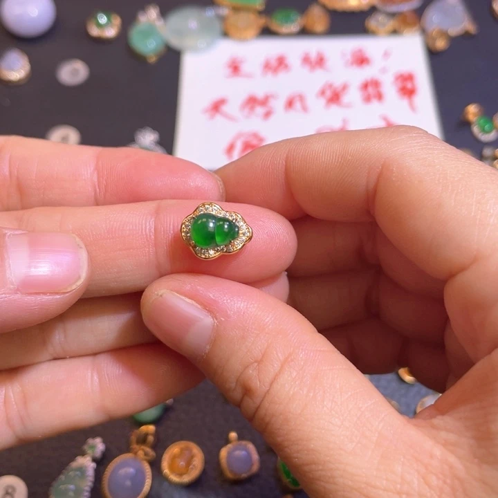 翡翠银S925镶嵌吊坠(不含链)天然翡翠