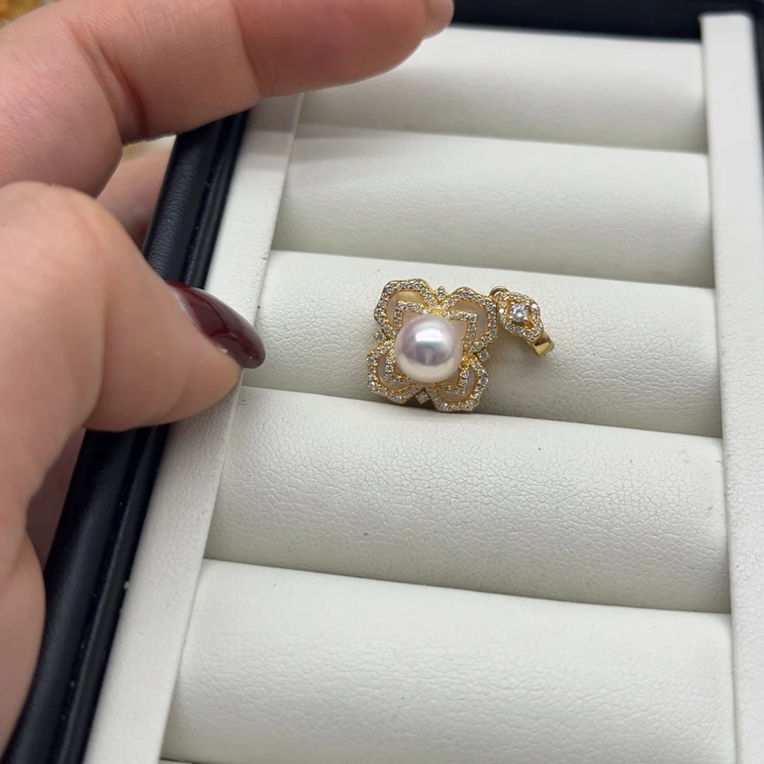 海水珍珠银S925镶嵌吊坠(不含链)