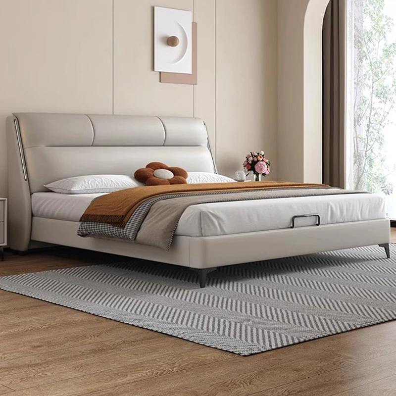 奶油风全实木床1米8双人1米5单人床出租房用家用主卧软包卧室婚床