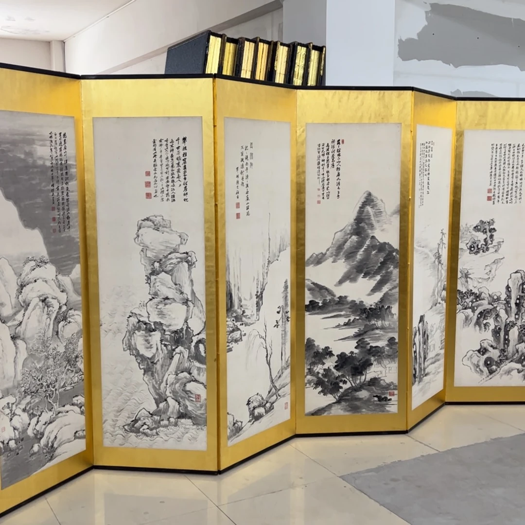 绘画屏风框画茶空间设计