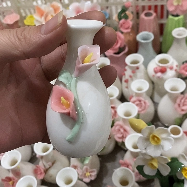 瓷片纯手工陶瓷花摆件瑕