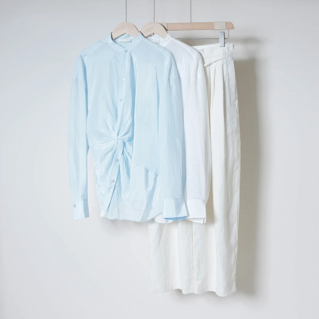 40047【ED订单】高圆圆同款25春季新款解构扭结重磅桑蚕丝棉衬衫