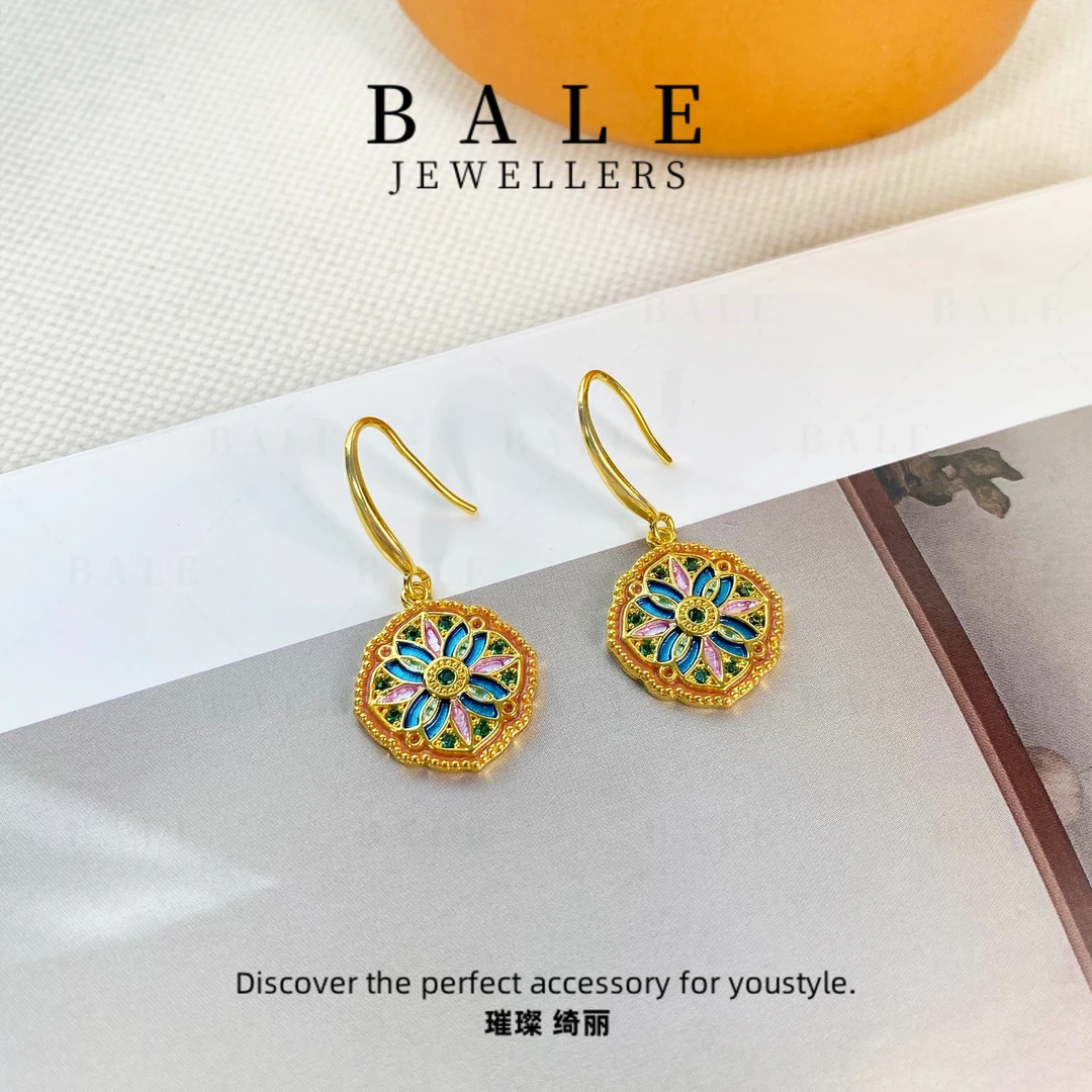 铜合金合成锆石耳饰 E2362 气质轻奢时尚百搭复古小众简约设计师