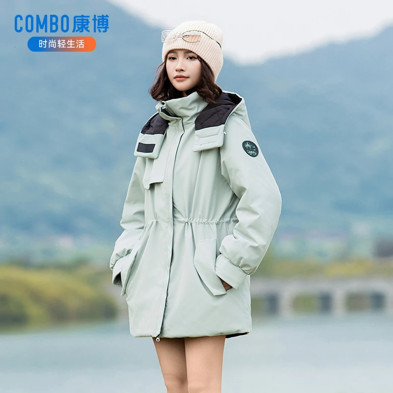 【崔万志专属】COMBO康博收腰工装时尚鸭绒羽绒服女士外套