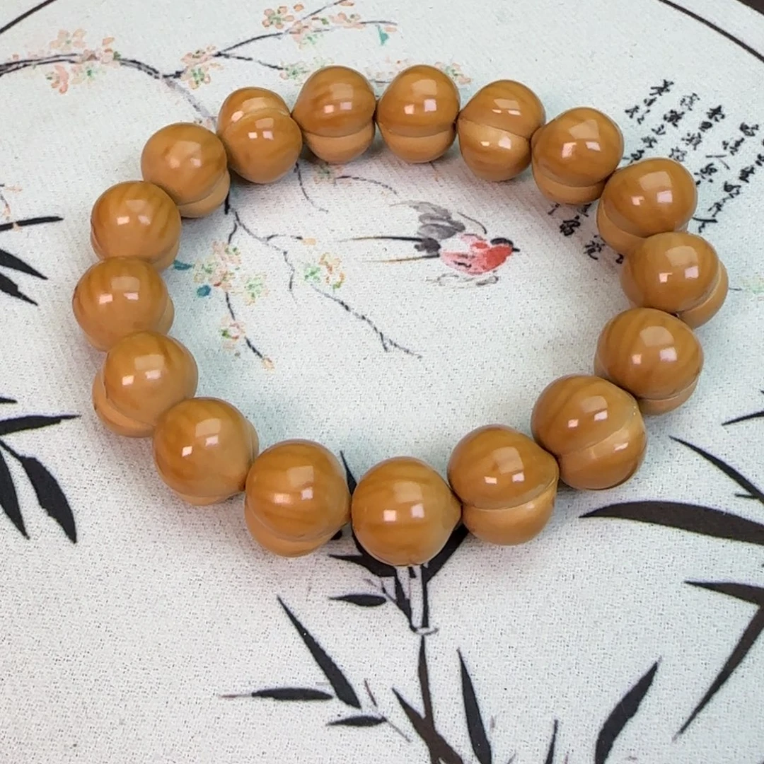 笑***拌猴头核桃手串16光面屁桃纯手工