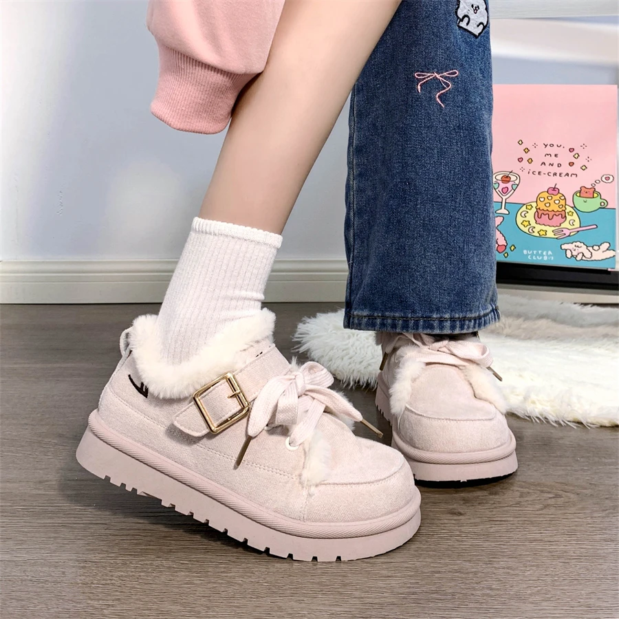 回力粉色雪地靴女冬季新款加绒加厚保暖棉鞋子厚底小众百搭面包鞋
