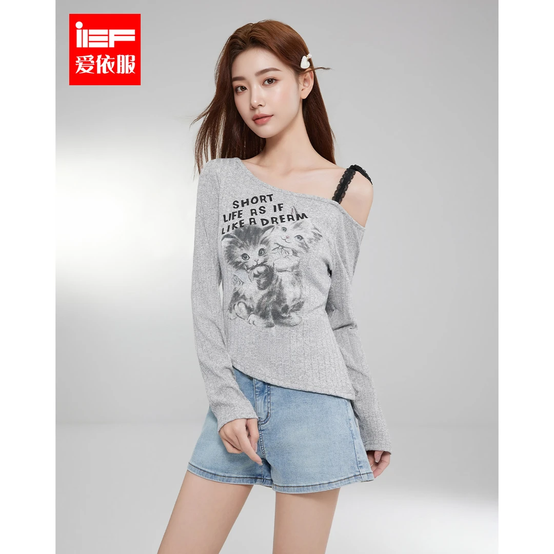 IEF/爱依服高个子2025春夏新款美式甜酷辣妹气质通勤百搭上衣