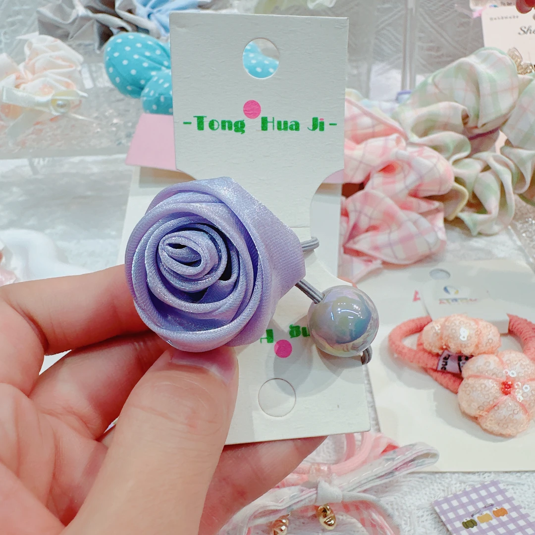 A545-紫色玫瑰花发圈（单只）【满15包邮发货】