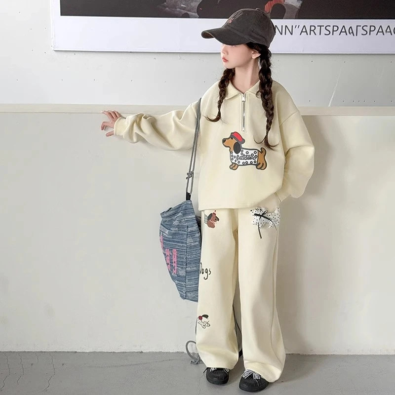 女童春装新款儿童洋气森系休闲卫衣5到12-15岁初中女孩大童两件套