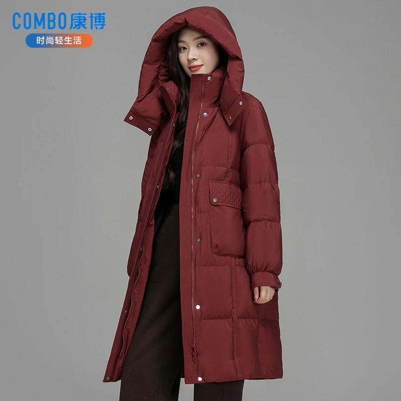 combo/康博女士中长款连帽百搭厚款羽绒服133