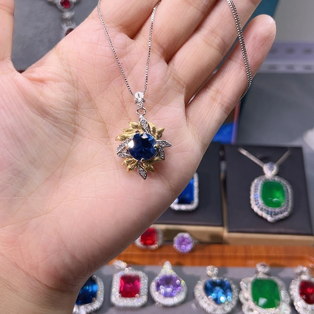 颈饰蓝宝石银S925镶嵌m 121