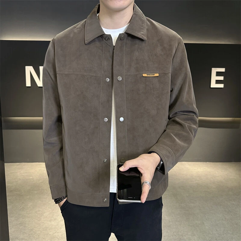春秋季夹克男2025新款痞帅潮牌高级感翻麓皮春装衣服男士装外套
