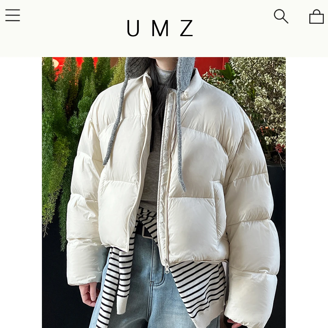 UMZ 90白鸭绒拉链面包服蓬松短款圆领羽绒服U24S31215