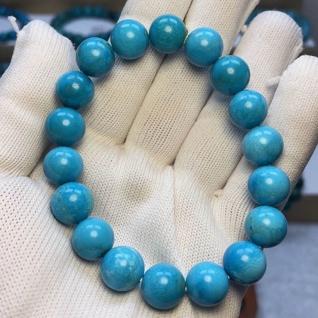 卡11mm圆珠高瓷蓝手串