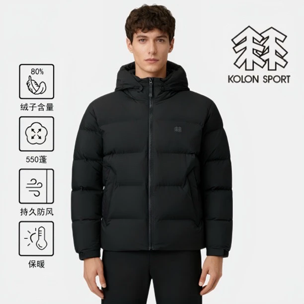 KOLON SPORT/可隆三防面料25新款鹅绒填充连帽可拆卸羽绒服25501
