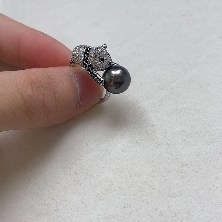 戒指银S925镶嵌海水珍珠