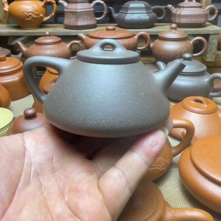 紫泥茶壶宜兴紫砂壶半手工石瓢壶160cc