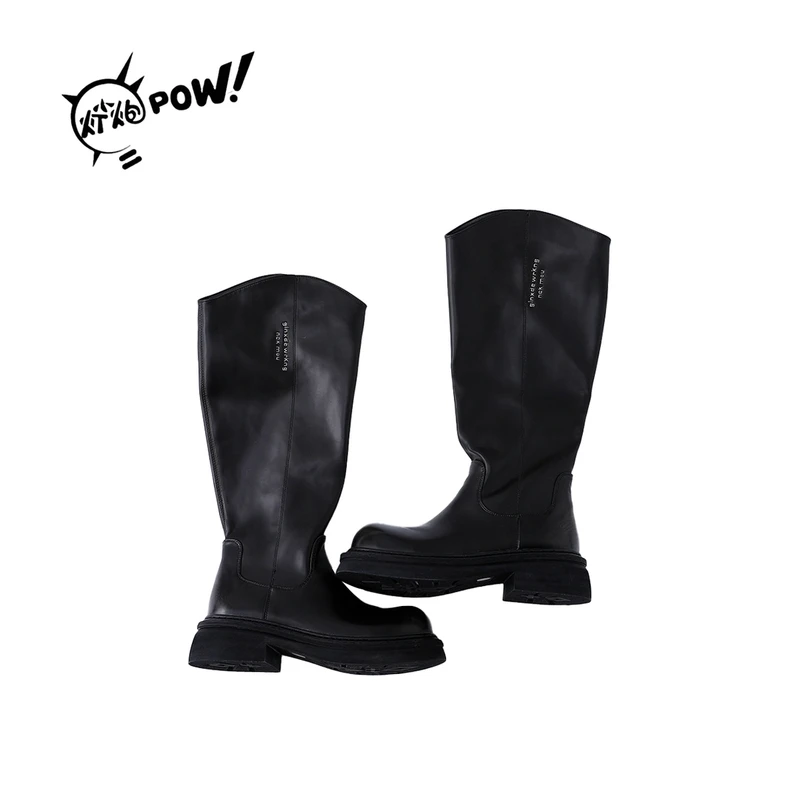 灯小炮时尚百搭黑色靴子202445