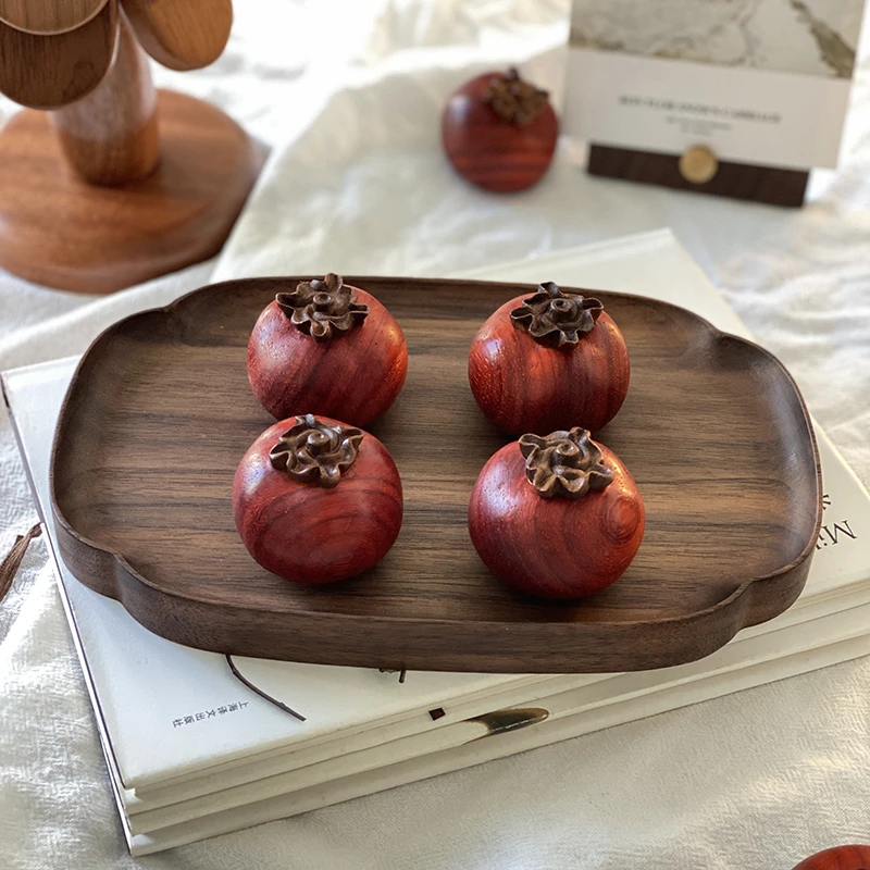 山岚 黑胡桃木质精致首饰茶具蛋糕小托盘客厅干果盘实木干泡托盘