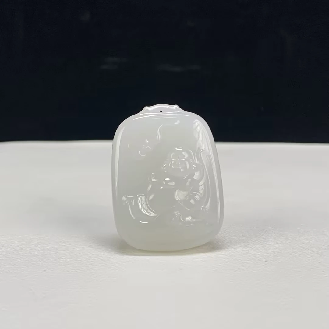 【豫人豫品】 和田玉吊坠白玉弥勒佛H436