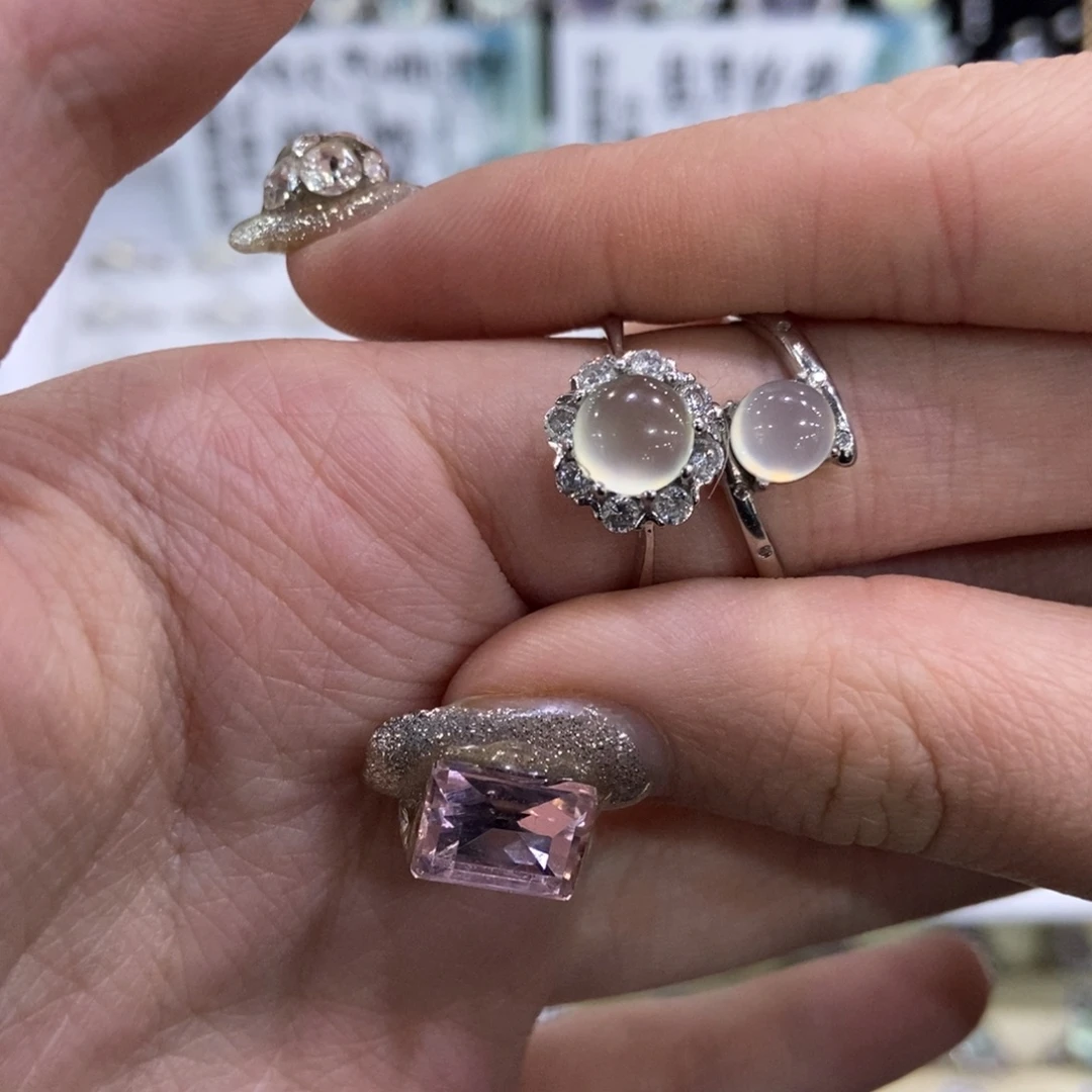 蛇纹石玉银S925镶嵌戒指