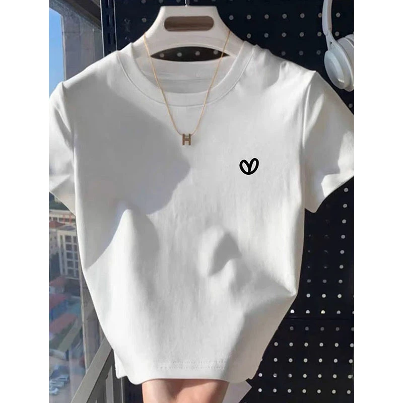 2025新款夏季白色短袖t恤女时尚休闲百搭韩版宽松显瘦基础款上衣
