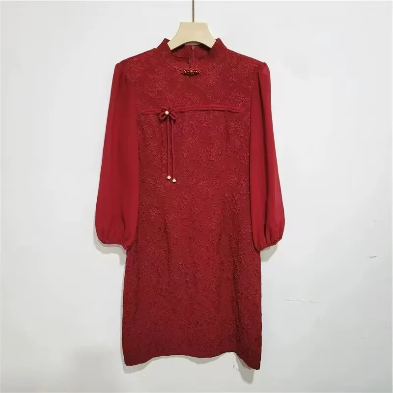 2001 新中式连衣裙妈妈改良旗袍2024新款中老年女喜婆婆婚宴装