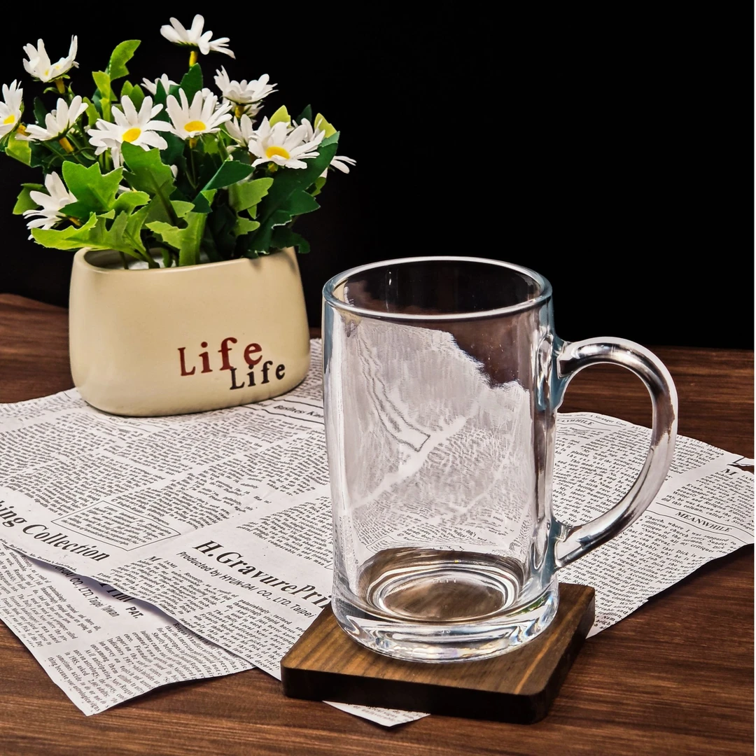 340ml网红简约轻奢透明玻璃杯杯子啤酒杯大容量加厚茶杯把手家用